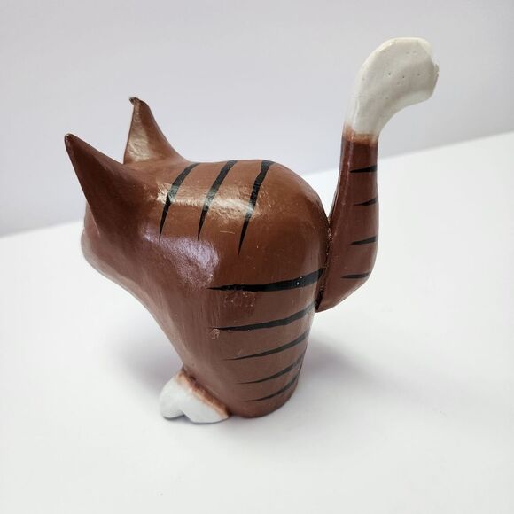 Wood Folk Art Brown with Black Cat Table Decor - Picture 5 of 8